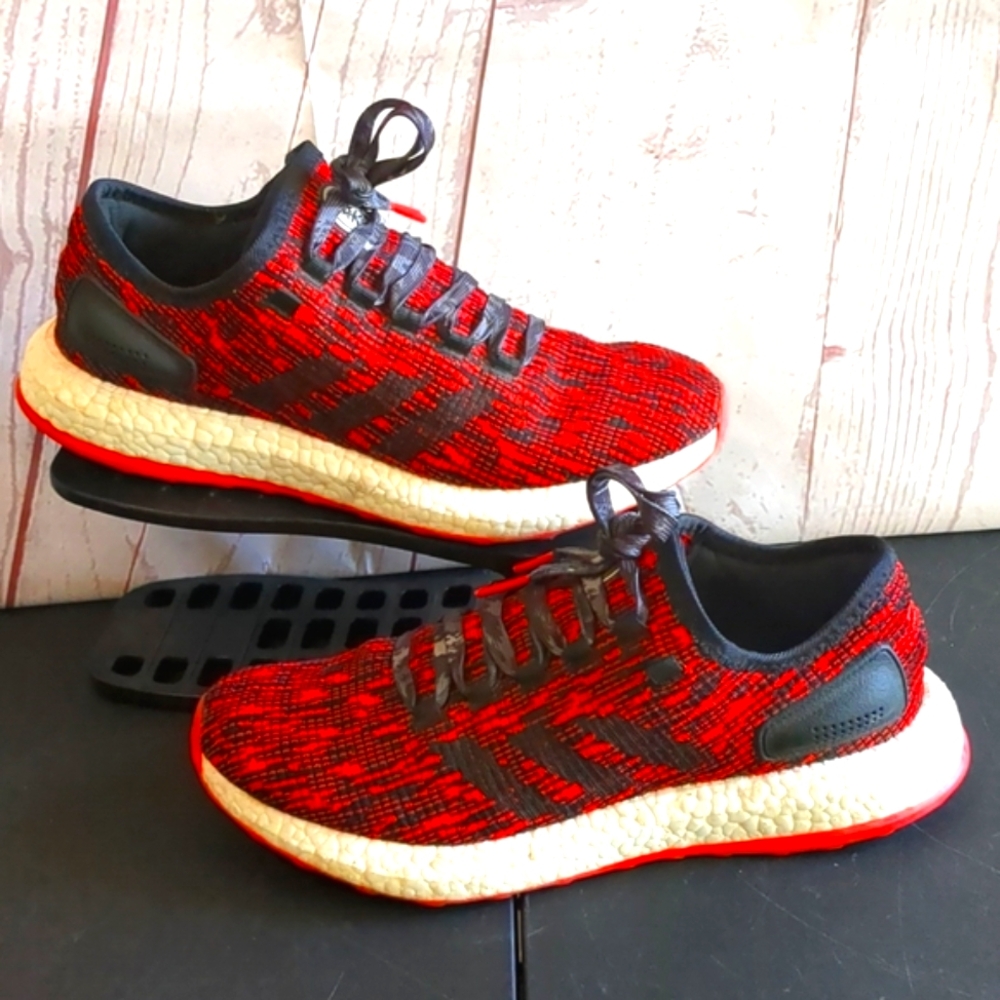 Adidas Red and Black Performance Athletic Shoes